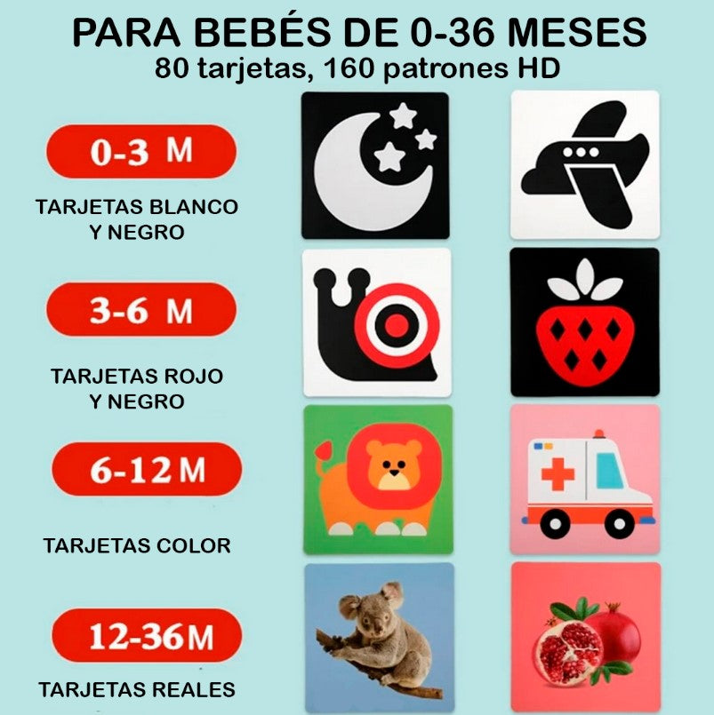 ¡NUEVAS TARJETAS SENSORIALES MONTESSORI PARA ESTIMULACIÓN VISUAL Y COGNITIVA (INCLUYE 4 PACK)! + ENVÍO GRATIS A TODO CHILE