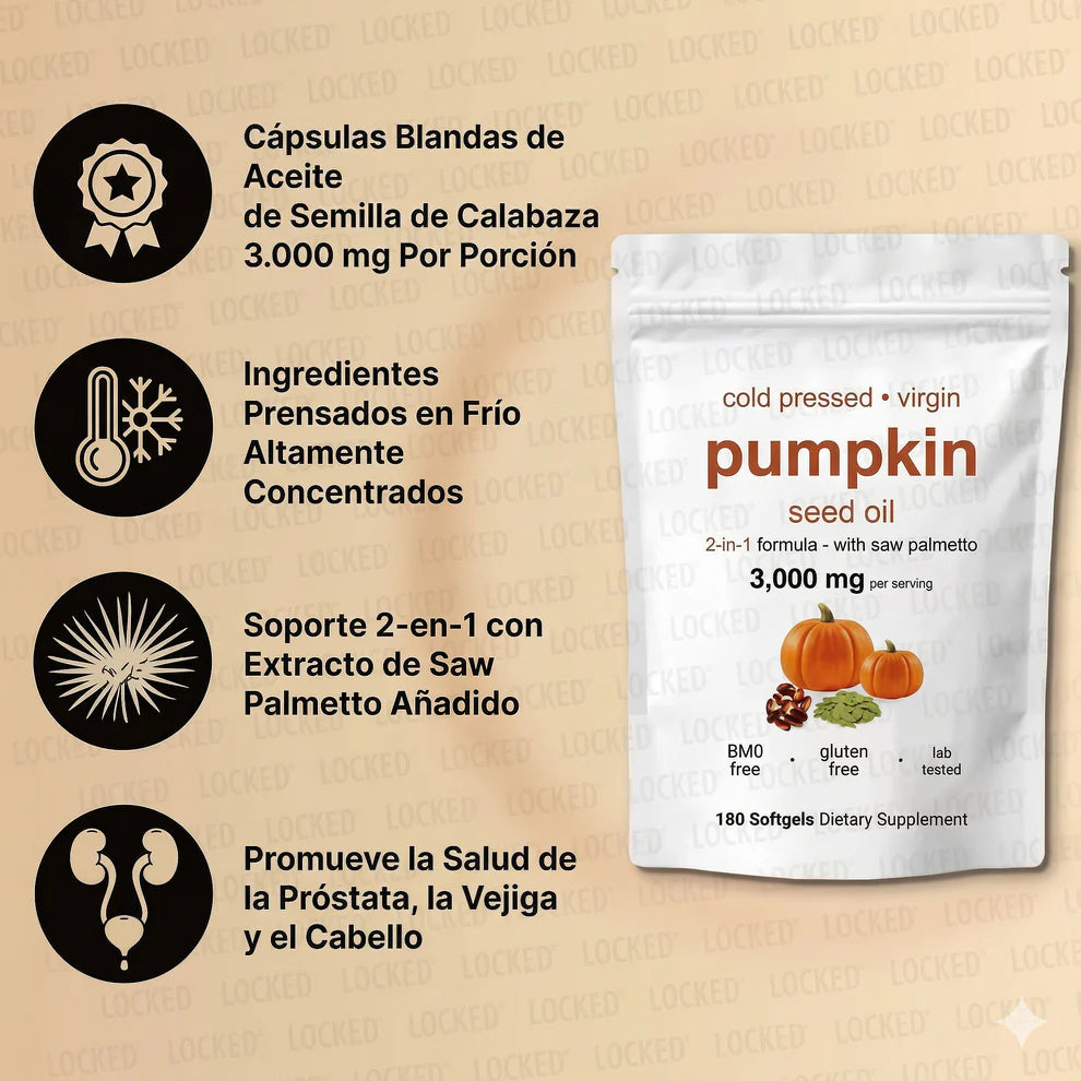 60 CÁPSULAS DE ACEITE DE SEMILLA DE CALABAZA - ENVÍO GRATIS Y PAGA EL RECIBIR